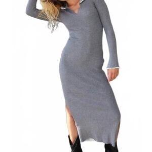 NEW CRAS alyssa slim fit knitted dress in grey